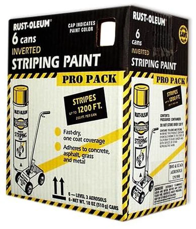 Alt view image 6 of 8 - Professional Inverted Striping White Spray Paint Parking Lot Striping, Athletic Field Marking, High Visibility Lines, Upside Down Spray System, Durable Coverage, 18 oz - Wall Surface Repair Products