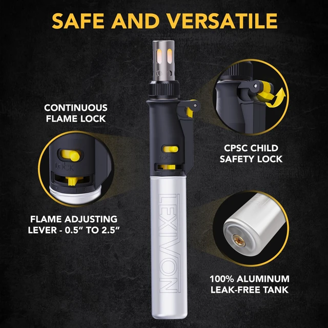 Alt view image 12 of 14 - Butane Soldering Iron Multi-Purpose Kit | Cordless Self-Igniting Adjustable Flame 7-Tip Set | Pro Grade 125-Watt Equivalent (LX-770)