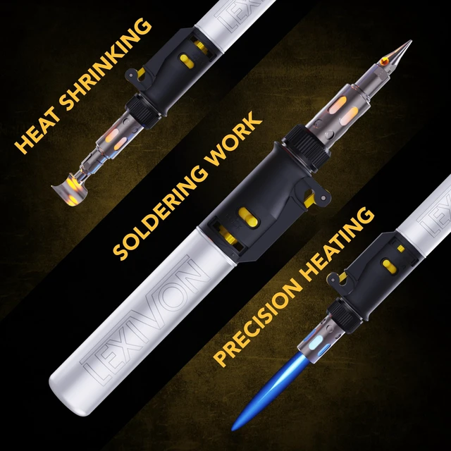 Alt view image 13 of 14 - Butane Soldering Iron Multi-Purpose Kit | Cordless Self-Igniting Adjustable Flame 7-Tip Set | Pro Grade 125-Watt Equivalent (LX-770)