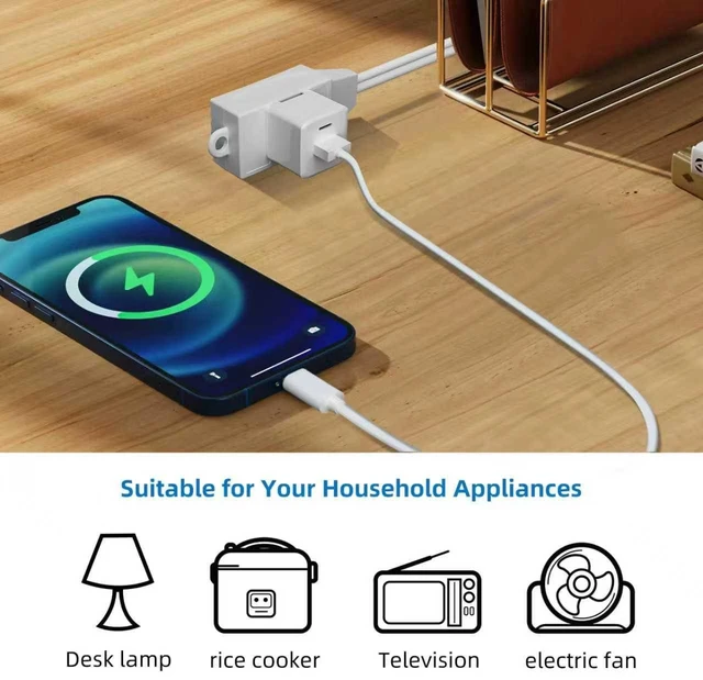 Alt view image 14 of 14 - Indoor Extension Cord, 2 Prong 25 Feet Extension Cord, 3 Polarized Outlets with Safety Slide Windows,13A/1625W, 16 AWG, 2 Packs (25FT 2 Pack)