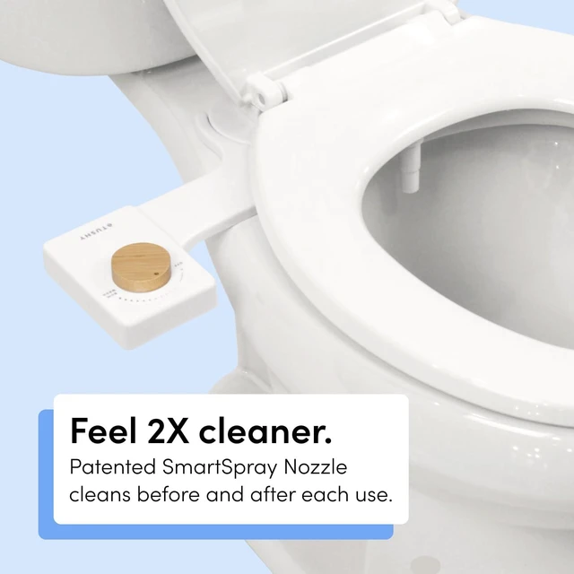 Alt view image 9 of 14 - Fresh Ultra-Slim Starter Bidet Attachment, Bamboo Non-Electric, Cool Water Rear Wash, Adjustable Pressure, Self-Cleaning, Fits Elongated and Round Toilets, 10 Minute Install