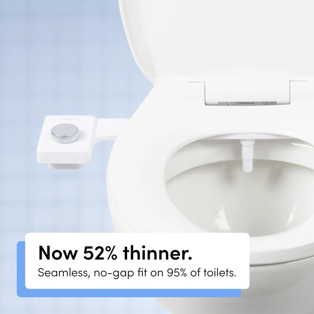 Alt view image 13 of 14 - Fresh Ultra-Slim Starter Bidet Attachment, Bamboo Non-Electric, Cool Water Rear Wash, Adjustable Pressure, Self-Cleaning, Fits Elongated and Round Toilets, 10 Minute Install
