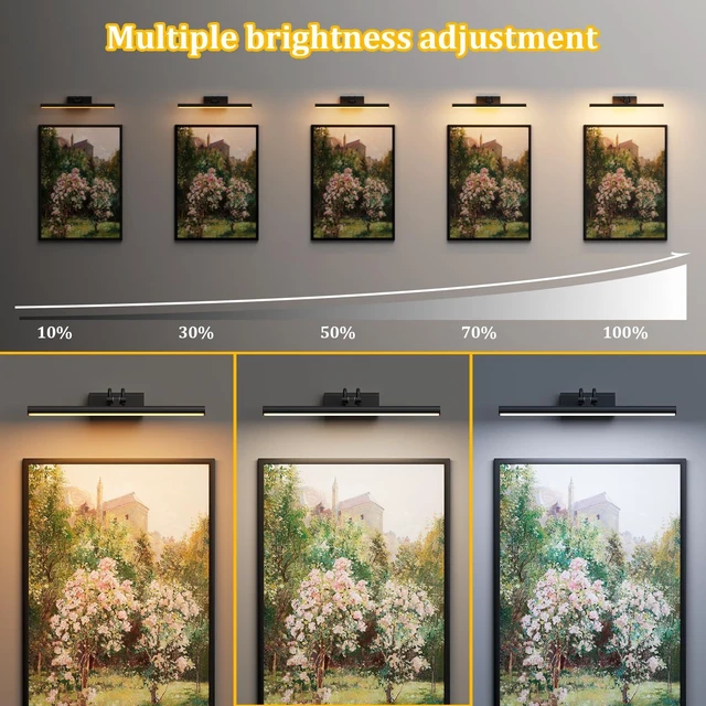 Alt view image 12 of 14 - Battery Operated Wall Light, 13.8'', Set of 2, Black, RF Remote Control 4000mAh Cordless, Wall Light, Magnetic for Easy to Charge,Timers, Display for Gallery Living Room Bedroom