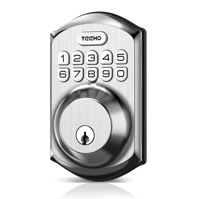 Alt view image 8 of 14 - TE001 Keyless Entry Deadbolt with Keypad for Front Door, Satin Nickel ANSI Grade 3 Security, 20 User Codes, Low Battery Alert, IP54 Waterproof, One Touch Lock, Anti-Peep Password & 2 Backup Keys