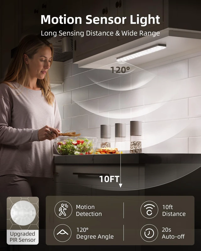 Alt view image 9 of 14 - Under Cabinet Lighting with Charging Station, Motion Sensor Lights 6-Pack with Remote, 2000mAh Rechargeable Battery, Wireless, Magnetic, Timer, 3 Color Temps, Kitchen, Closet and More