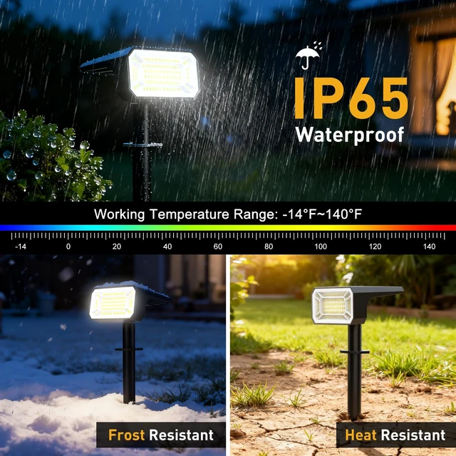 Alt view image 11 of 14 - Solar Spot Lights Outdoor, Landscape Spotlights, 8 Pack Cool White 800Lumens 100 LEDs, 4 Lighting Modes, IP65 Waterproof, 2-in-1 Solar Uplights for Yard Garden Pathway Driveway