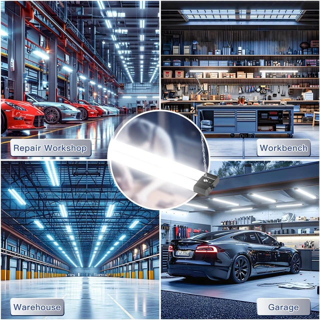 Alt view image 14 of 14 - 4Pack 4FT LED Shop Light, 65000K, 40W=250W, Linkable for Garage 4400LM, 48Inch Integrated Utility Fixture, Surface + Hanging Mount, Super Bright Shop Lights for Workshop & DIY Users, Black