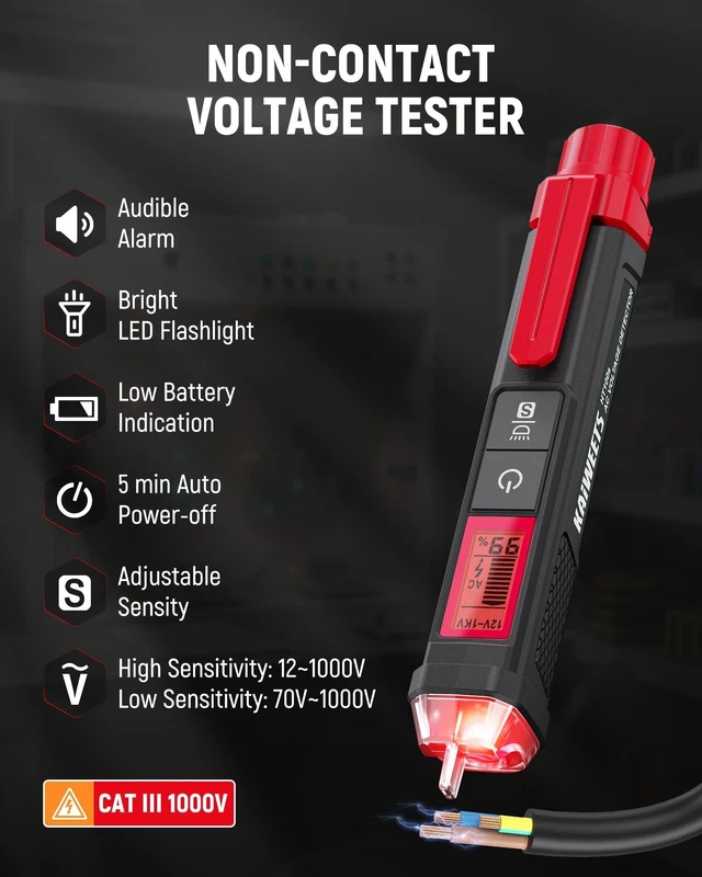 Alt view image 11 of 14 - Electrical Test Kit KIT01, Digital Multimeter, Smart Non-Contact Voltage Tester & GFCI Outlet Tester with LCD, Complete Set with Carrying Case & Batteries for Electrician, DIY & HVAC