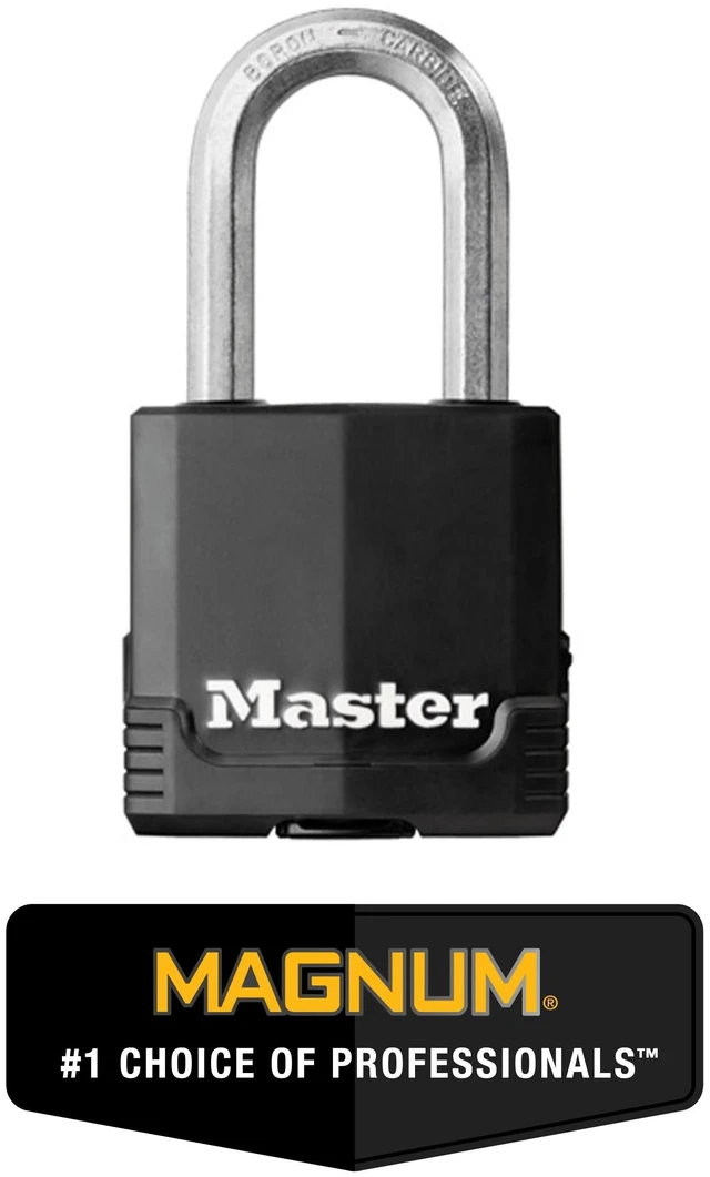 Alt view image 8 of 12 - Magnum Outdoor Padlock, Heavy-Duty Keyed Lock, 4-Pack, M115XQLF 1-7/8-inch Weather Resistant Lock Protects Outdoor Storage and Fences, Tools & Job Boxes, Tough-Cut Boron-Carbide Shackle - Padlocks