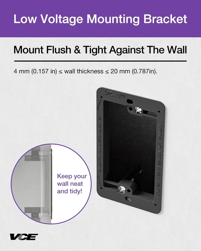 Alt view image 8 of 12 - Low Voltage Mounting Bracket Single Gang Wall Plate, Flush Low Voltage Box for Network, HDMI, Coaxial, Speaker, Telephone Cables, Black, 15 Pack