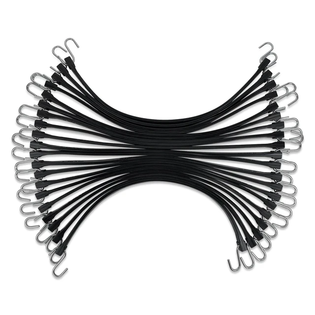 Alt view image 7 of 12 - 31" (20 Packs) Bungee Cords with Hooks Rubber Tarp Straps with 150% Max Stretch, 100% EPDM Bungee Cords with Metal Crimped S Hooks, Ideal for Securing Tarps, Cargo, Canvases, Weatherproof