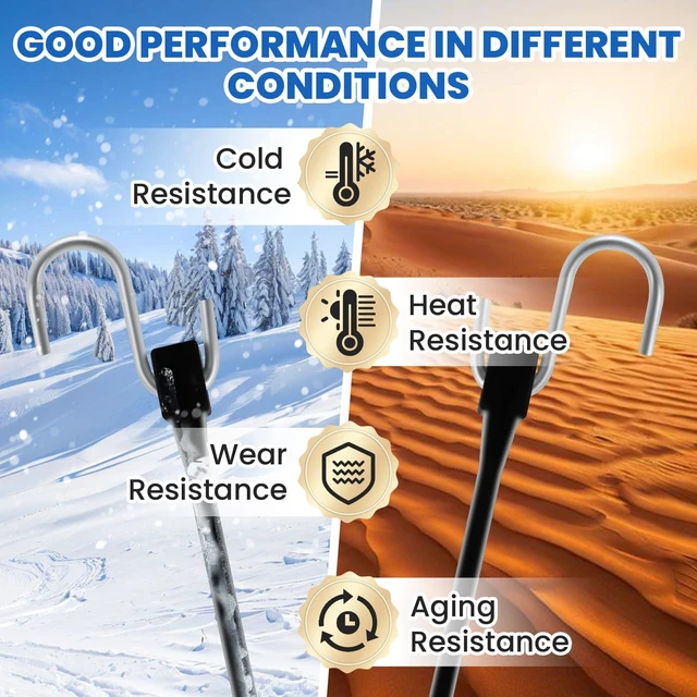 Alt view image 9 of 12 - 31" (20 Packs) Bungee Cords with Hooks Rubber Tarp Straps with 150% Max Stretch, 100% EPDM Bungee Cords with Metal Crimped S Hooks, Ideal for Securing Tarps, Cargo, Canvases, Weatherproof