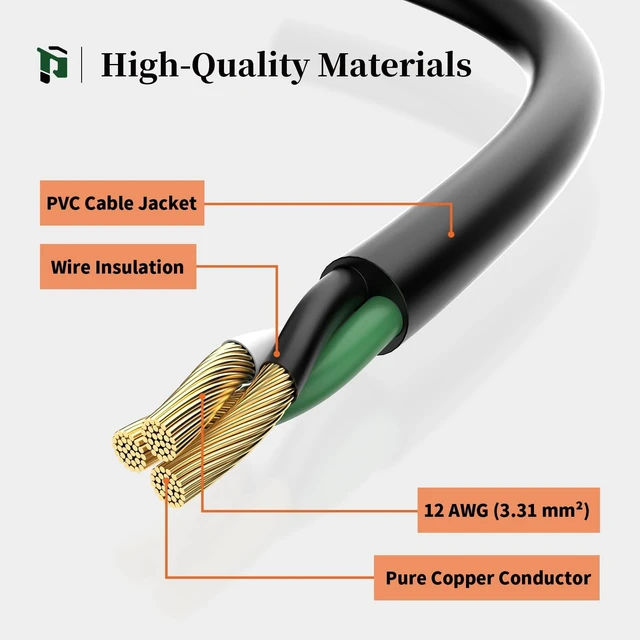 Alt view image 11 of 14 - 12 Gauge Extension Cord 50FT | Outdoor Extension Cord with Lighted End, Heavy Duty,15A 1875W SJTW, ETL Listed, Great for Garden and Home, Black