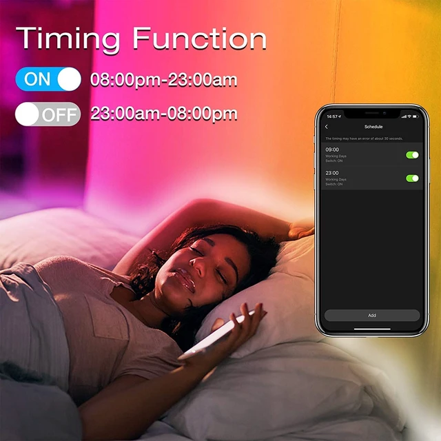 Alt view image 12 of 14 - Smart WiFi Led Lights, Tuya App Controlled, Compatible with Alexa and Google Assistant, Timer Schedule, RGB Strip Color Changing Décor for Bedroom Party Kitchen, 200ft