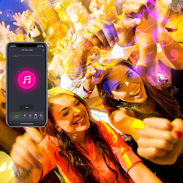 Alt view image 10 of 14 - Smart WiFi Led Lights, Tuya App Controlled, Compatible with Alexa and Google Assistant, Timer Schedule, RGB Strip Color Changing Décor for Bedroom Party Kitchen, 200ft