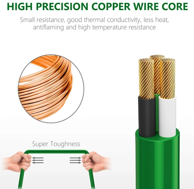 Alt view image 10 of 14 - Outdoor Extension Cord 50 FT, Evenly Spaced 6 Outlets, Green 16/3 SJTW Weatherproof Multiple Outlets Wire, For Christmas Halloween Lights Decoration, ETL Listed