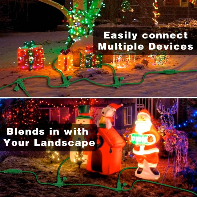 Alt view image 14 of 14 - Outdoor Extension Cord 50 FT, Evenly Spaced 6 Outlets, Green 16/3 SJTW Weatherproof Multiple Outlets Wire, For Christmas Halloween Lights Decoration, ETL Listed