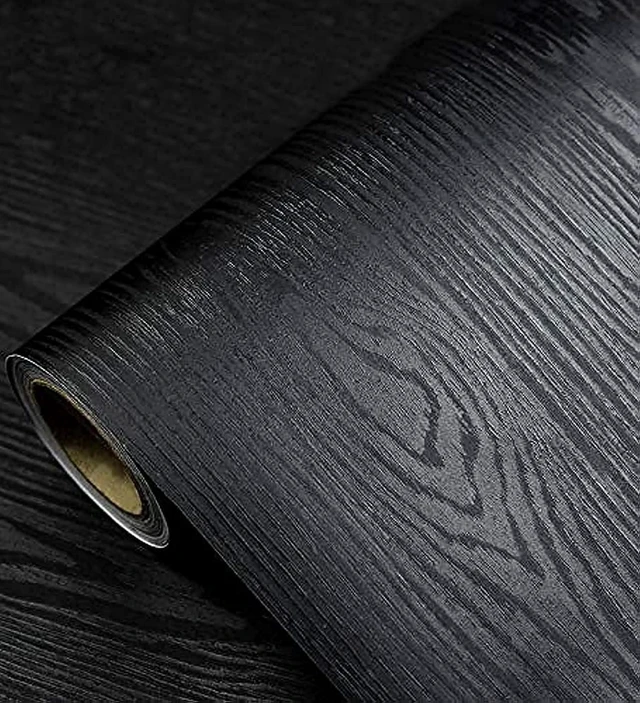 Alt view image 8 of 14 - Black Wood Peel and Stick Wallpaper Wood Contact Paper 11.8" × 590" Self-Adhesive Wallpaper Removable Waterproof Wall Paper Vinyl for Countertop Furniture Kitchen Countertop Easy to Clean