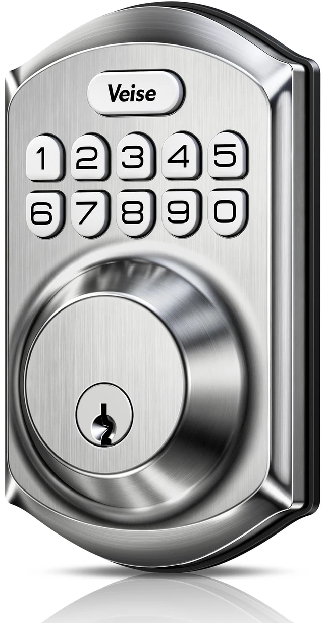 Alt view image 8 of 14 - VE001 Keyless Entry Deadbolt, Electronic Keypad Lock, Satin Nickel ANSI Grade 3 Security, 20 User Codes, Low Battery Alert, IP55 Waterproof, One Touch Lock, Anti-Peep Password & 2 Backup Keys