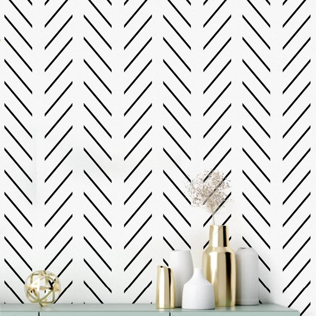 Alt view image 8 of 14 - Black and White Peel and Stick Wallpaper Herringbone Contact Paper 17.7in x 393.7in Black Geometric Removable Wallpaper Modern DIY Self Adhesive Wallpaper for Livingroom Bathroom Decor