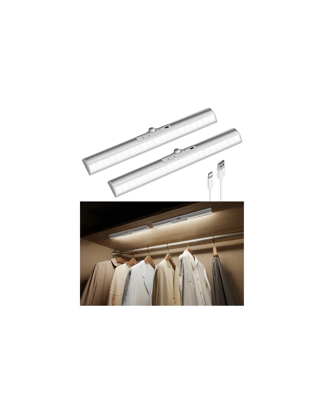 Alt view image 8 of 14 - 15in Closet Lights, Motion Sensor Lights Rotatable Sensor, Rechargeable Battery, No-Glare, 3 Color Temps, Dimmable, Indoor Use, Pantry, Wardrobe, 2 Pack