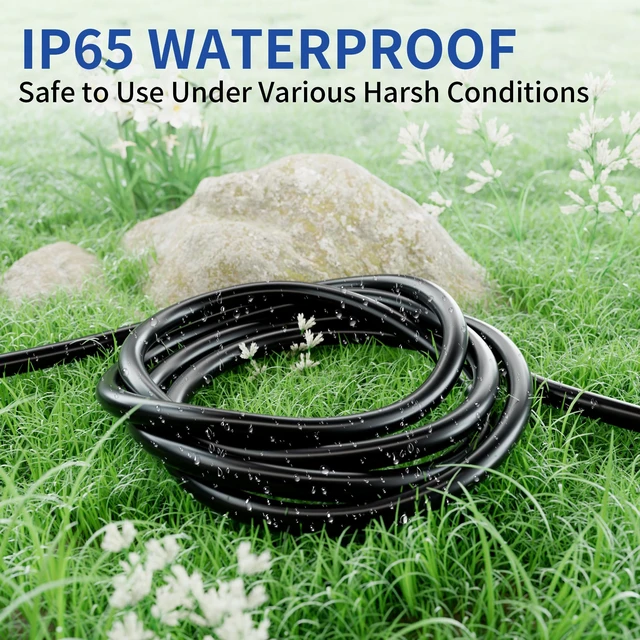 Alt view image 12 of 14 - 50Ft 3 Prong Multiple Outlets Outdoor Extension Cord, Black Waterproof Grounded 3 outlet Extension Cord, 16/3 AWG Power Strip for Garden Patio Camping, 13A 125V 1625W, ETL Listed