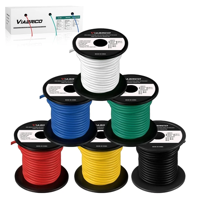 Alt view image 7 of 12 - 14 Gauge Wire - 600FT, 100ft Spool, 6 Colors, Copper Clad Aluminium, Low Voltage, Hookup Wire Kit for Breadboard/Automotive/DIY/Battery