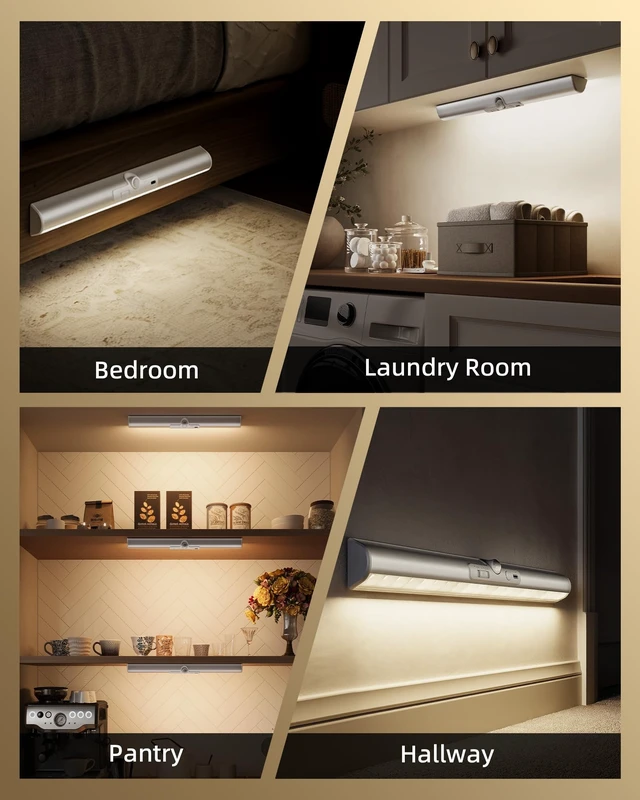 Alt view image 13 of 14 - 15in Closet Lights, Motion Sensor Lights Rotatable Sensor, Rechargeable Battery, No-Glare, 3 Color Temps, Dimmable, Indoor Use, Pantry, Wardrobe, 2 Pack