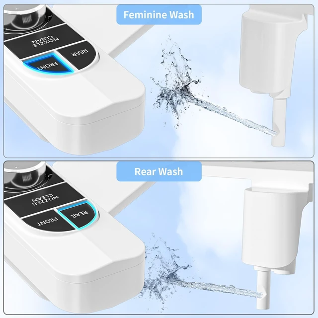 Alt view image 9 of 14 - Non-Electric Bidet Attachment for Toilet Self-Cleaning Dual Nozzle (Frontal & Rear Wash), Adjustable Water Pressure, Fits Most Toilets, Easy Installation (Classic Black/Silver)