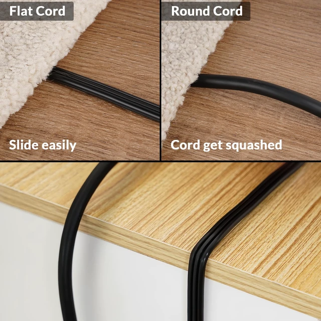 Alt view image 10 of 12 - Flat Plug Extension Cord 50 Ft with Slim Space-Saving Plug Design, Thin Flat Cable Low Profile Power Cord 3 Prong Grounded Wire, 16 Gauge 13 A/125 V-Black-ETL Certified