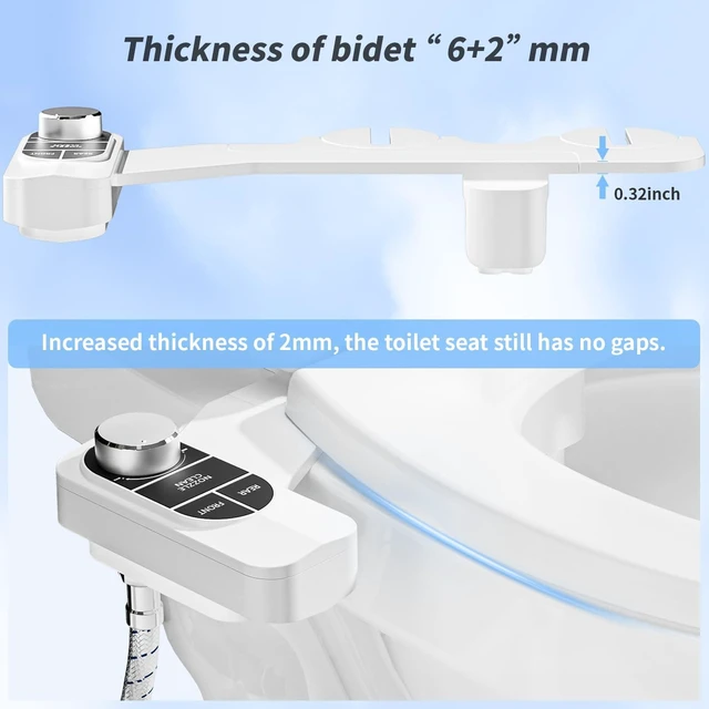 Alt view image 11 of 14 - Non-Electric Bidet Attachment for Toilet Self-Cleaning Dual Nozzle (Frontal & Rear Wash), Adjustable Water Pressure, Fits Most Toilets, Easy Installation (Classic Black/Silver)
