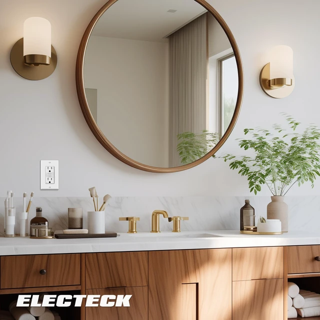 Alt view image 14 of 14 - 5 Pack 15 Amp TR GFCI Outlets, Outdoor GFI, ETL Listed, White Slim Design, 15A GFI, Weather Resistant with LED Indicator, Ground Fault Circuit Interrupter, Wallplate Included