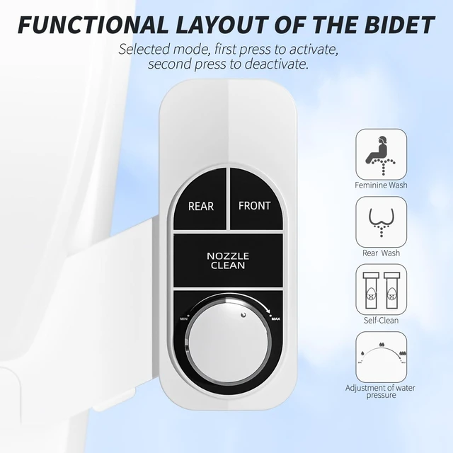 Alt view image 10 of 14 - Non-Electric Bidet Attachment for Toilet Self-Cleaning Dual Nozzle (Frontal & Rear Wash), Adjustable Water Pressure, Fits Most Toilets, Easy Installation (Classic Black/Silver)