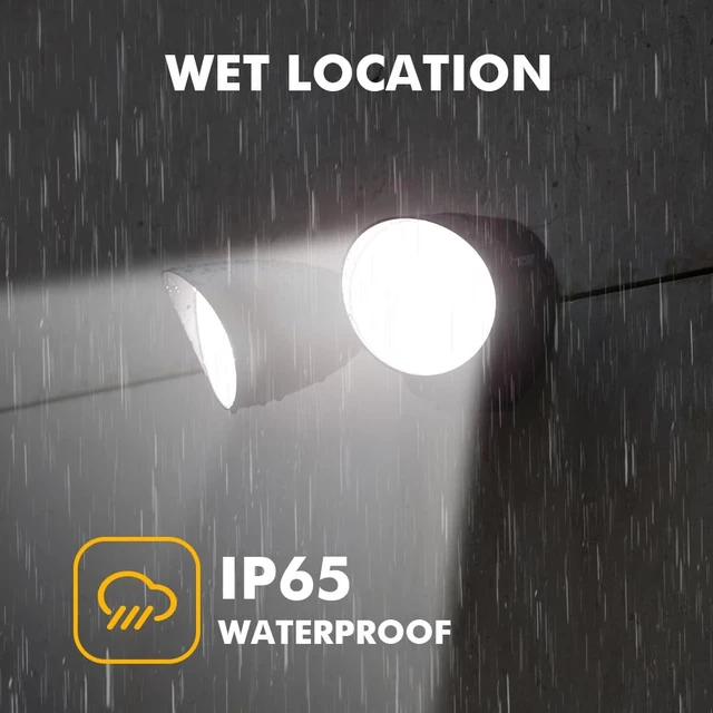 Alt view image 12 of 14 - 6222B 3500 Lumen 32 Watt 28 LED Dual-Head Floodlight Outdoor, Full Metal Design, Waterproof Exterior Security Wall Light 5000K for Patio, Garden, Yard-Black