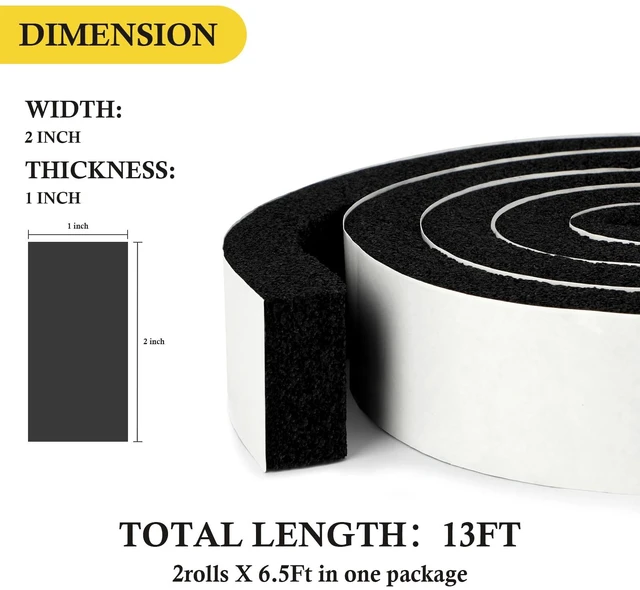 Alt view image 11 of 14 - AC Window Seal Foam Tape, 2" x 1" Thick Weather Strip, 2 Rolls Extra Wide Adhesive Foam Tape, High Resilience for Ac Windows, Doors & Gaps, Absorbs Shock & Blocks Drafts, 6.5ft x 2 Rolls