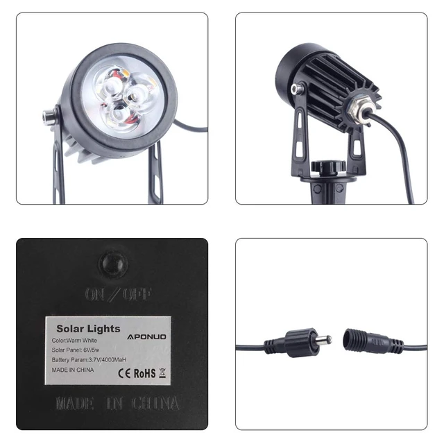 Alt view image 13 of 14 - Metal Solar Spot Lights Outdoor with 9.8ft Cable Solar Powered Landscape Lighting Low Voltage IP65 Waterproof Auto On/Off for Outside Garden Yard Landscape Pathway Garage-Warm White(4-in-1)