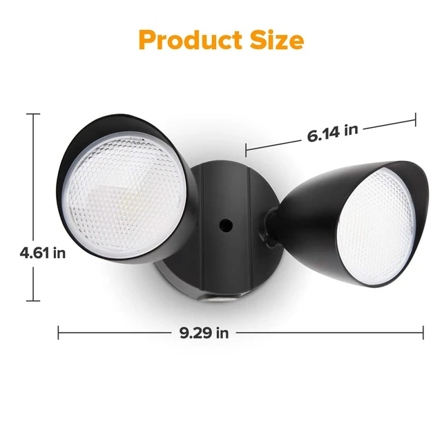 Alt view image 14 of 14 - 6222B 3500 Lumen 32 Watt 28 LED Dual-Head Floodlight Outdoor, Full Metal Design, Waterproof Exterior Security Wall Light 5000K for Patio, Garden, Yard-Black