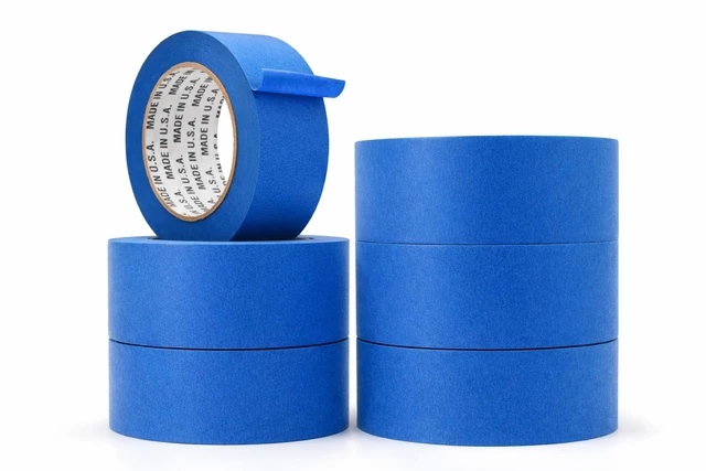 Alt view image 8 of 14 - Made in USA Blue Painters Tape - 2 inch x 60 yds. (6 Pack) Thick & Wide Masking Tape for Safe Wall Painting, Building, Remodeling, Labeling, Edge Finishing