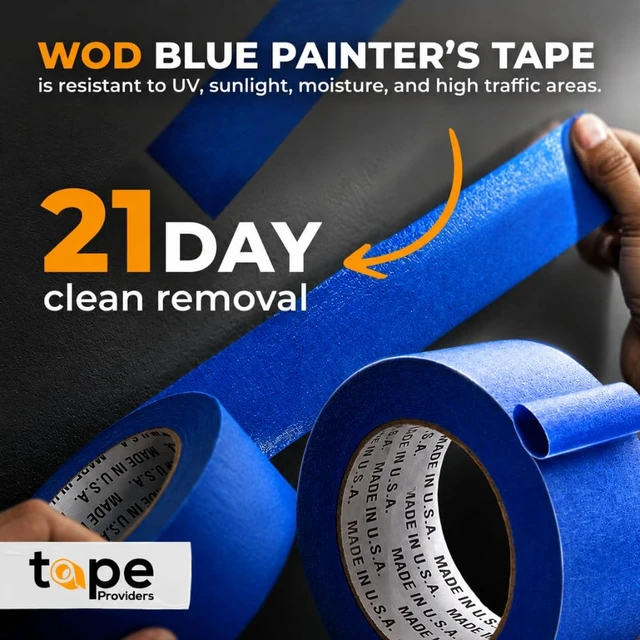 Alt view image 10 of 14 - Made in USA Blue Painters Tape - 2 inch x 60 yds. (6 Pack) Thick & Wide Masking Tape for Safe Wall Painting, Building, Remodeling, Labeling, Edge Finishing