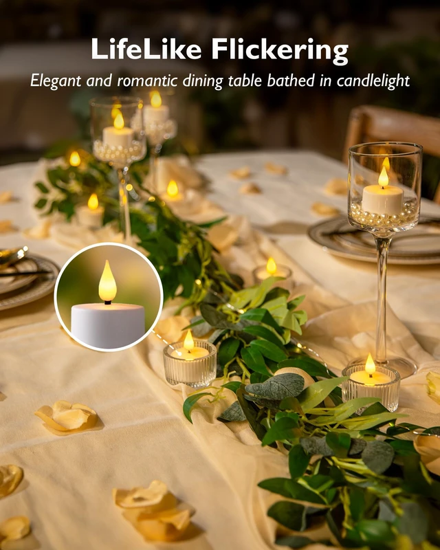 Alt view image 10 of 14 - 12-Pack Rechargeable Tea Light Candles with Remote, 2/4/6/8H Timer Flameless Flickering Battery Operated LED Tealights with Charging Base for Votive Cups, Glass Holders and Cozy Home Ambiance