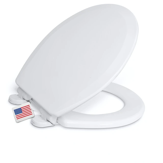 Alt view image 8 of 14 - Round Toilet Seat, Slow Close, Wood Core/Plastic Finish, USA, Crane Heavy-Duty Wood Core with Plastic Scratch-Resistant Finish, Made in the USA, DSAMAZ7SC-301