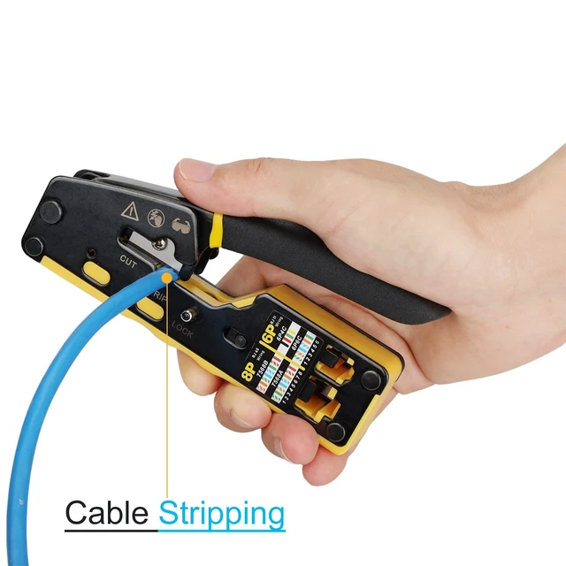 Alt view image 10 of 14 - Pass Through RJ45 Crimp Tool Kit Ethernet Crimper CAT5 Cat5e Cat6 Crimping Tool Kit