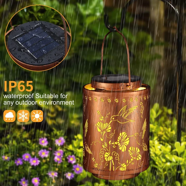 Alt view image 11 of 14 - 2 Pack Solar Lanterns Outdoor Waterproof Garden Decor Gifts for Women Metal Hanging Solar Lights Decoration for Outside LED Lanterns for Yard Patio Birthday Gifts Mon Grandma Hummingbirds
