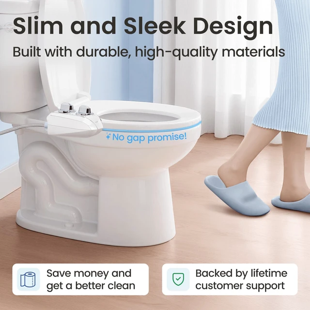 Alt view image 14 of 14 - NEO 120 PLUS - Patented Non-Electric Bidet Attachment, Gold Non-Electric, Single Nozzle, Slide-In Install, 360° Self-Clean, EZ-Lift to Clean, Rear Wash