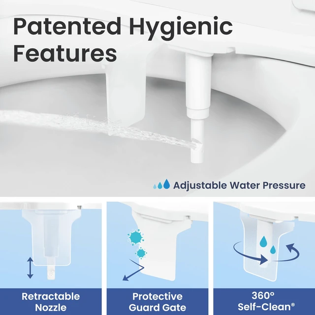 Alt view image 11 of 14 - NEO 120 PLUS - Patented Non-Electric Bidet Attachment, Gold Non-Electric, Single Nozzle, Slide-In Install, 360° Self-Clean, EZ-Lift to Clean, Rear Wash