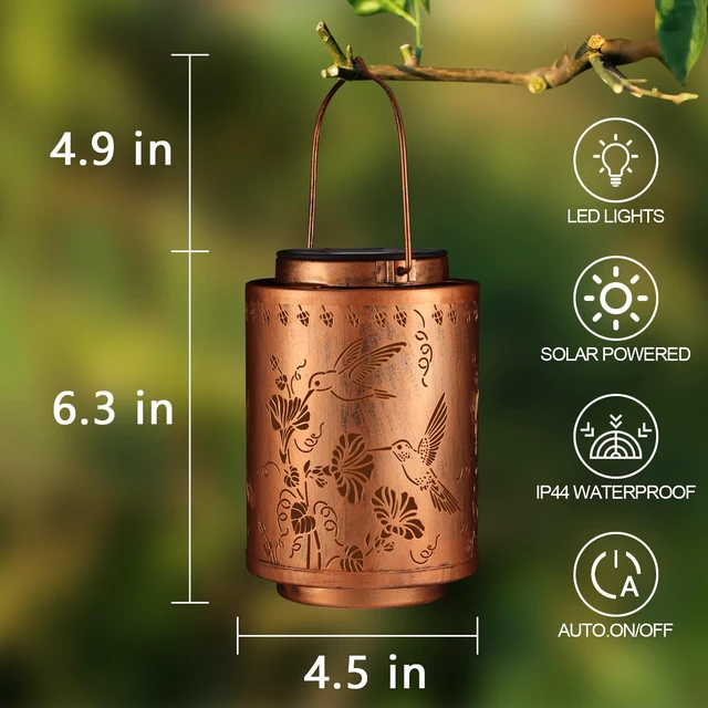 Alt view image 10 of 14 - 2 Pack Solar Lanterns Outdoor Waterproof Garden Decor Gifts for Women Metal Hanging Solar Lights Decoration for Outside LED Lanterns for Yard Patio Birthday Gifts Mon Grandma Hummingbirds