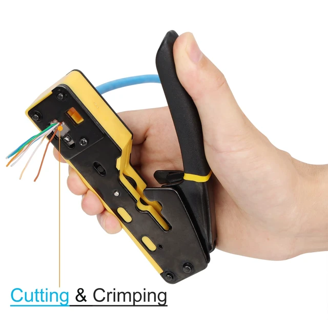Alt view image 12 of 14 - Pass Through RJ45 Crimp Tool Kit Ethernet Crimper CAT5 Cat5e Cat6 Crimping Tool Kit