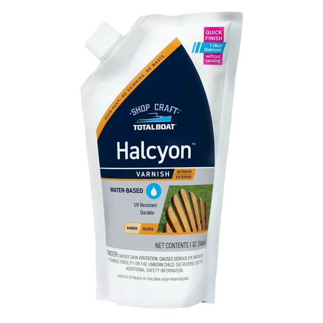 Alt view image 8 of 14 - Halcyon Water-Based Marine Varnish for Wood - Amber Gloss Quart Marine-Grade Polyurethane Wood Finish; Easy to Apply; 1-Hour Recoat; Ideal for Boats, Furniture, and Interior/Exterior Wood