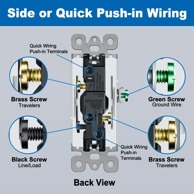 Alt view image 14 of 14 - 20-Pack 3-Way Decorator Wall Light Switch with Wallplate, White UL Listed, 15A 120V/277V, Single Pole or Three Way, On/Off Rocker Paddle Switch, 3 Wire, Residential and Commercial Grade