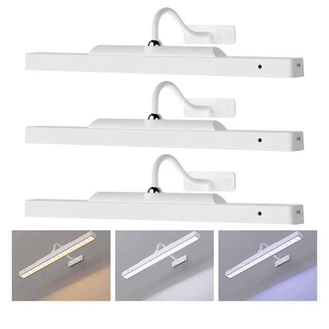 Alt view image 8 of 14 - Picture Light with Remote - 16in White Rechargeable Battery Wall Light for Paintings, Cordless Wall Sconce for Art Painting & Photo Frames, 5000mAh with Timer, 350LM Brightness (3-Pack)